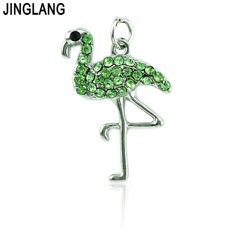 JINGLANG Модные Подвески Посеребренные стразы подвески в виде фламинго
