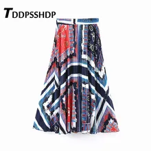 Весна велосипед Красочные полосы печати Женская юбка комплект пуловер+ кожаная юбка освежающий дизайн юбки женские s