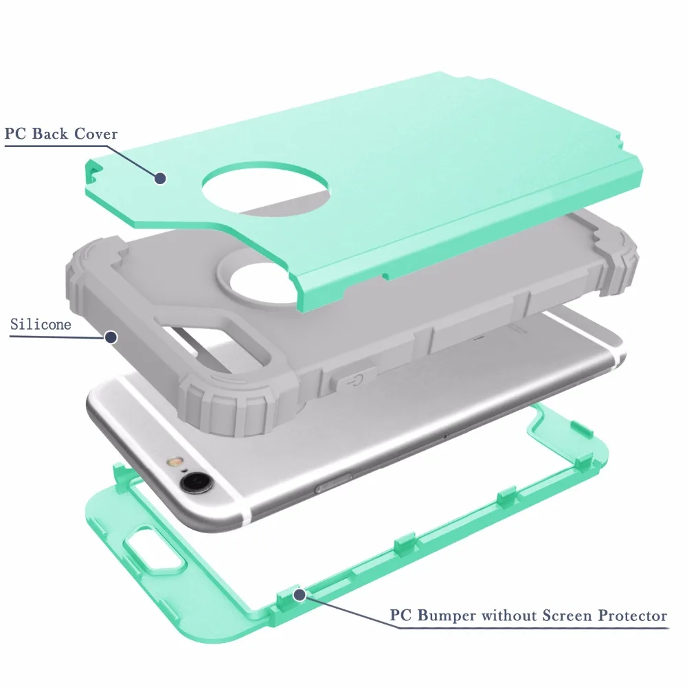 For Apple iPhone 6S Case 6 7 Plus 6S Plus Shockproof Protect Hybrid Hard Rubber Impact Armor Phone Cover Case For iPhone 7 