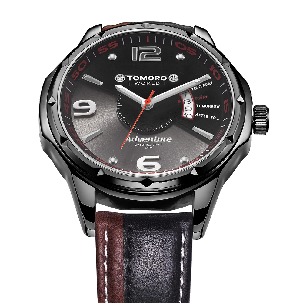 TOMORO 2017 новые роскошные повседневные модные мужские часы из натуральной кожи