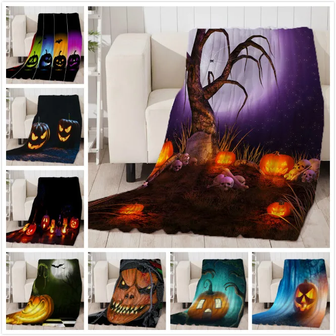 Happy Halloween Beds Blanket for Kids 3d Pumpkin Velvet Plush Throw ...