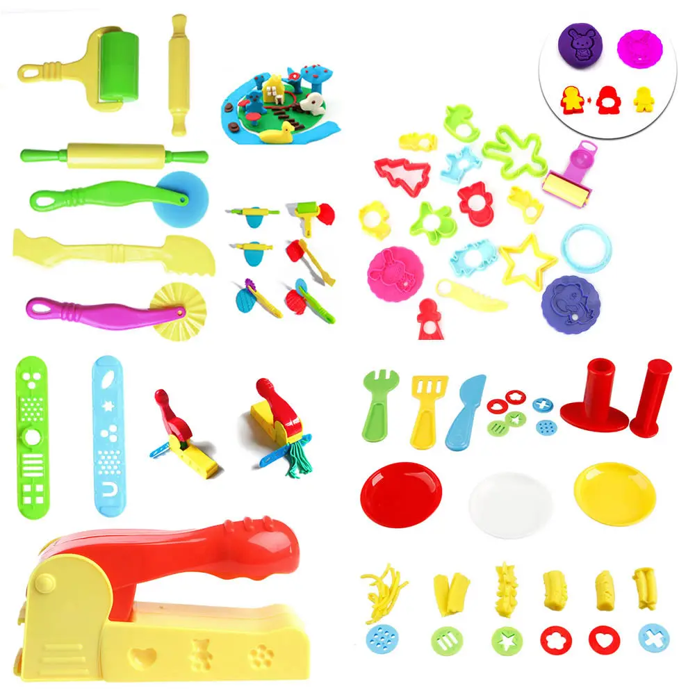 

New 1Set Kids Plastic Mixed Plasticine Clay Dough Cutters Moulds Childrens Modelling Tool