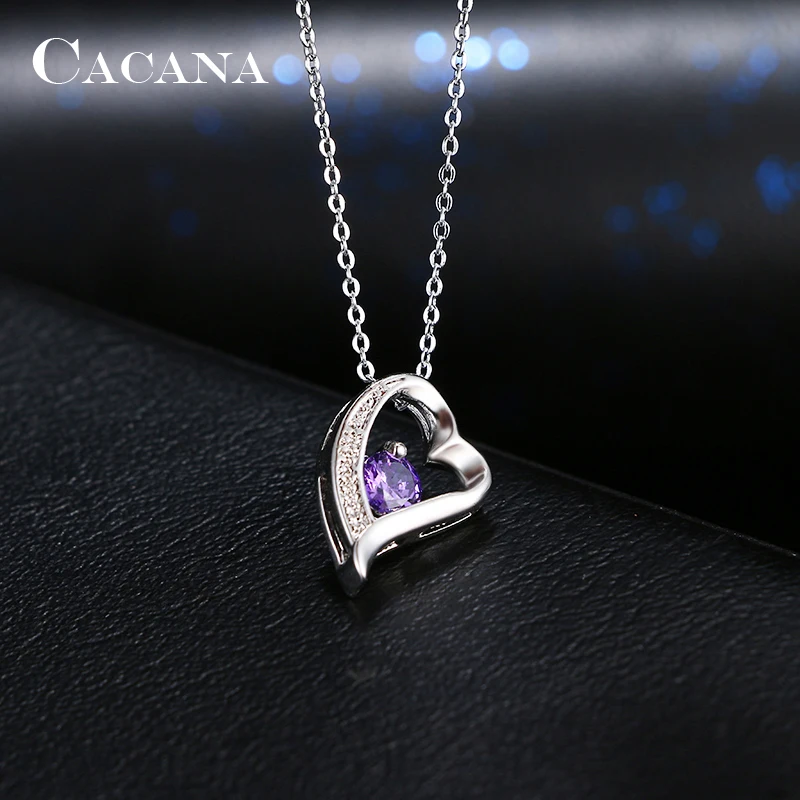 CACANA Pendant Necklaces For Women Trendy Lovely Heart Fashion Design Metal Link Chain Long Necklace Hot Wholesale N83