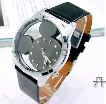 Fashion Mickey Women Watches 2016 quartz casual transparent hollow dial leather Fashion Mickey Women Watches 2016 quartz casual transparent hollow dial leather