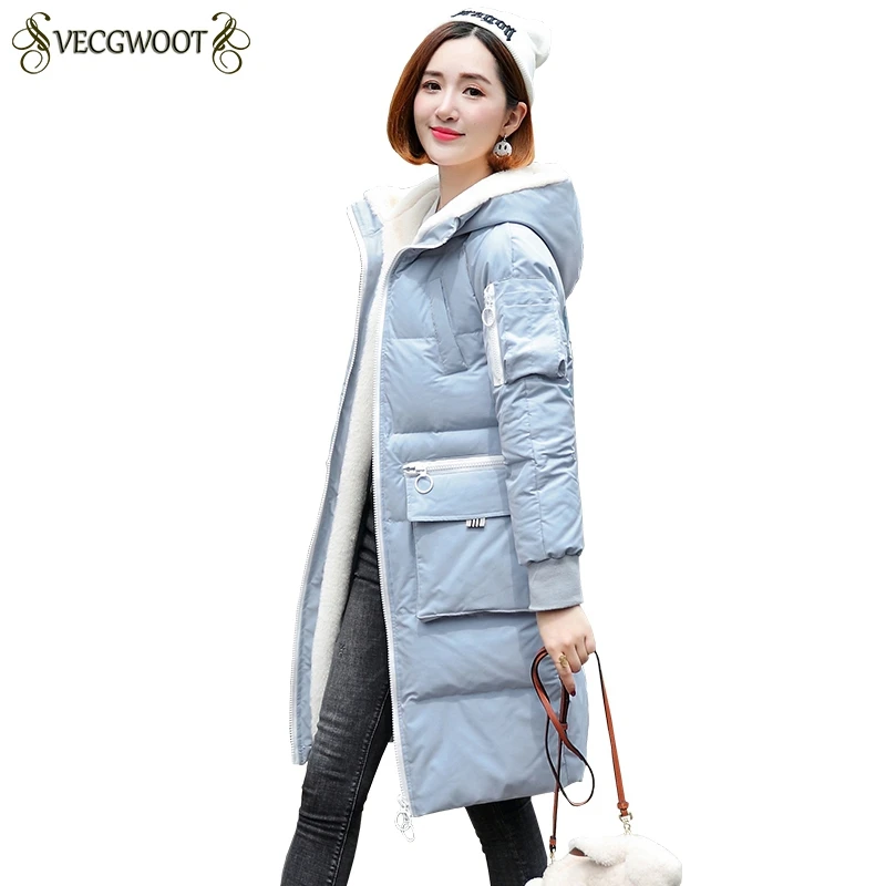 

Women Down Jacket 2019 Fashion New Females Parkas Winter Hooded Warm Ladies Coat Slim Medium Long Outerwear Korean PR486
