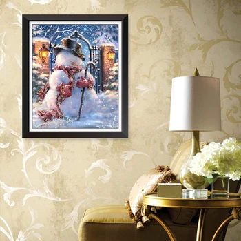 

New Year Winter Landscape Christmas Snowman Poster Christmas Decorations Wall Art Painting Christmas Gift Kids Room Decoration