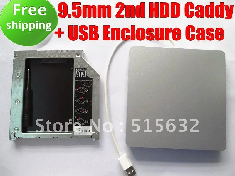 Wholesale 9.5mm 2nd HDD drive Caddy for Macbook Pro Unibody + USB Enclosure Case for Superdrive Wholesale 9.5mm 2nd HDD drive Caddy for Macbook Pro Unibody + USB Enclosure Case for Superdrive