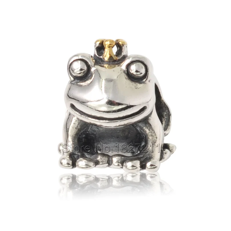 

1PC Free Shipping, Fits Pandora Charms Bracelet Authentic 925 Sterling Silver Prince Frog Charm Beads DIY Making Women Jewelry