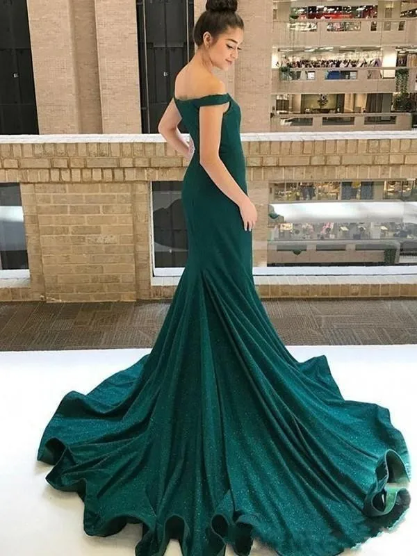 Дешево Vestidos de fiesta largos elegantes de gala горячее и сексуальное длинное платье русалки с блестками для выпускного вечера темно-зеленое вечернее платье