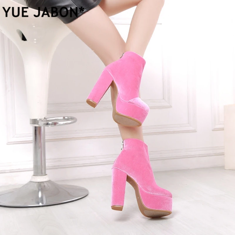 chunky heel platform ankle boots