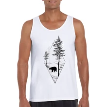 Мода г. лес медведь печатных мужские Майки Забавный Мужская футболка с круглым вырезом повседневное Прохладный жилет