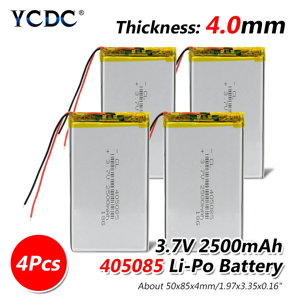 1/2/4x3,7 вольт 405085 литий-ионная аккумуляторная литий-полимерный липолимер 2500 мА/ч, MP4 MP5 gps power bank, электронная книга, планшет запасная аккумуляторная батарея - Цвет: 4 pieces