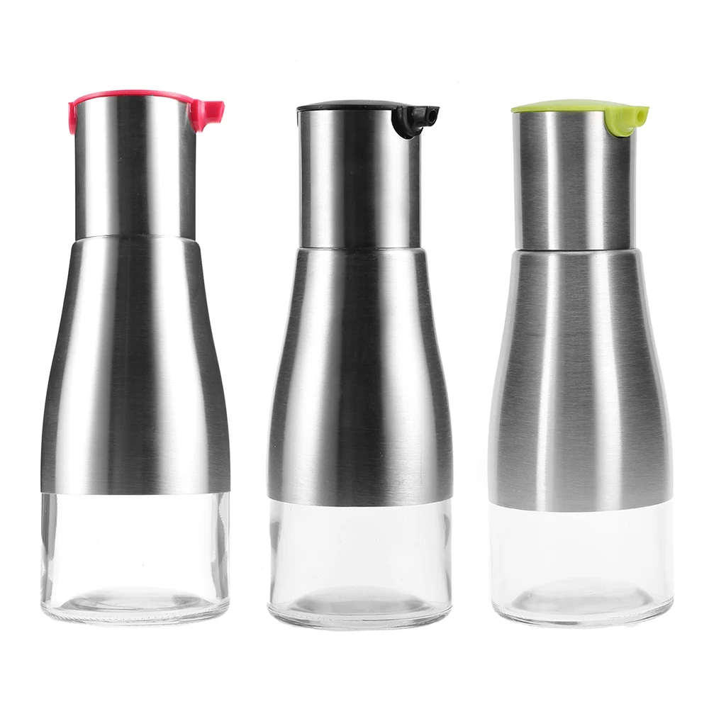Stainless Steel + Glass Oil Bottle Soy Sauce Container Spice Tools Cooking Tools Kitchen