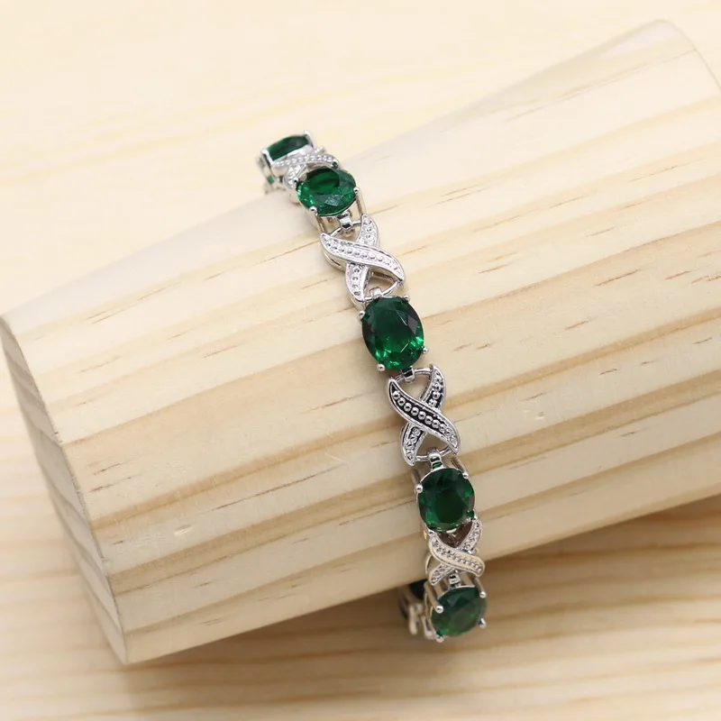 Зеленые полудрагоценные 925 серебряные ювелирные наборы для женщин браслет серьги кольца ожерелье Кулон Кольцо Подарочная коробка