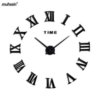 

2020 Promotion New Home DecorLarge Roman Mirror Fashion Modern Quartz Clocks Living Room Diy Wall Clock WatchFree Shipping