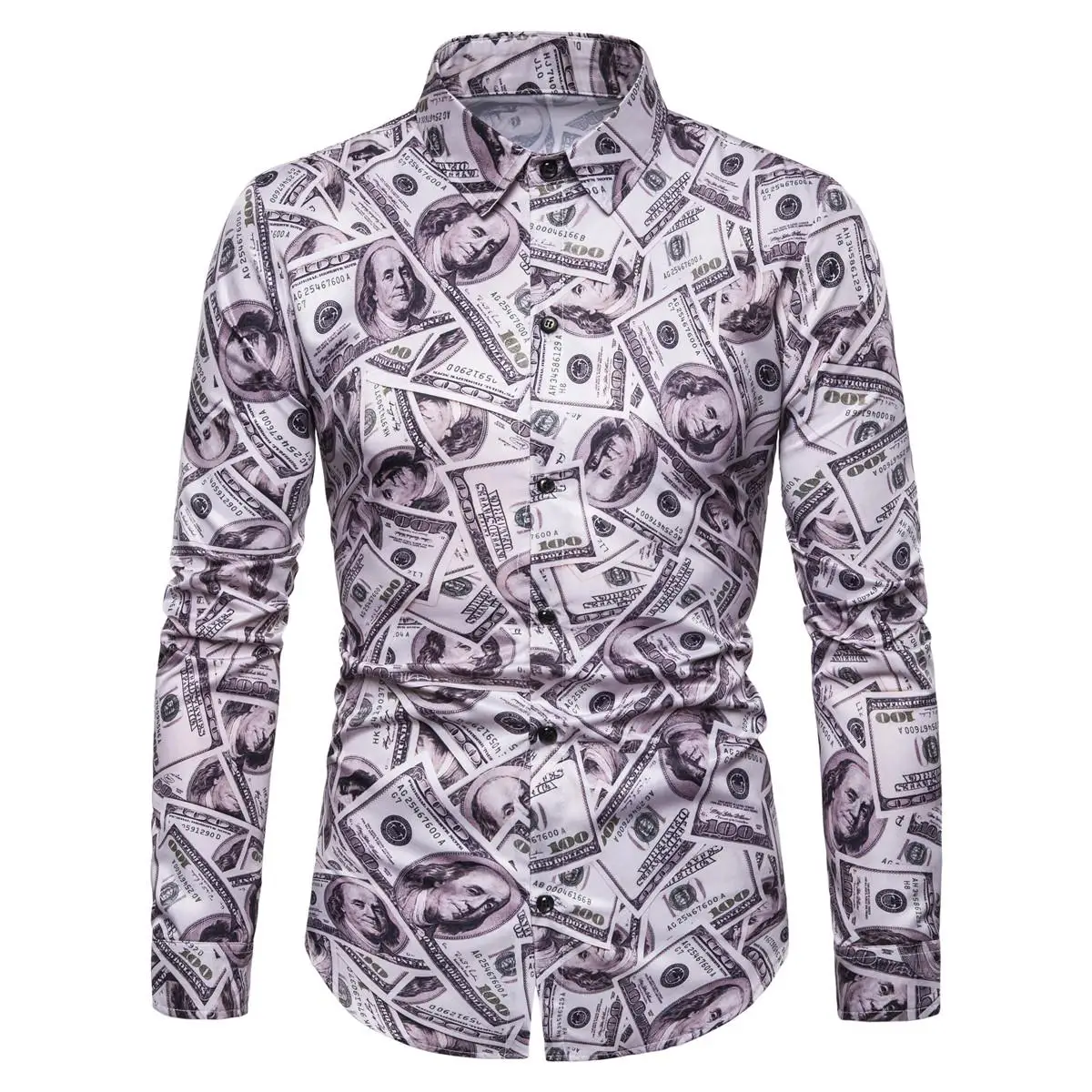 

Social Shirt Men Slim fit Fashion Blouse Male Long sleeve Shirt For Men's clothing Hip hop Fashion print New arrival