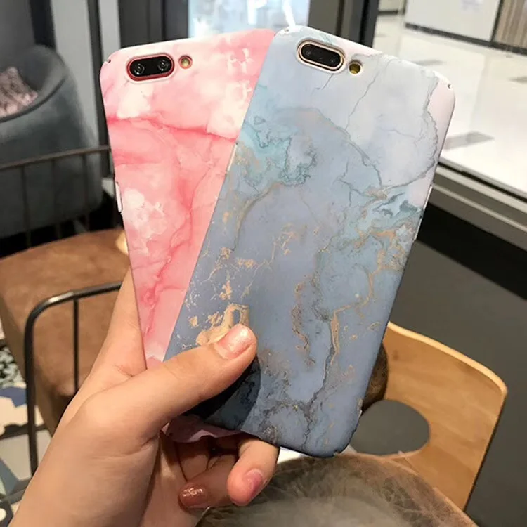 Fashion Design Pink Blue White Marble Patterned Hard Plastic Phone Case for IPhone 6 6s Plus 7 8 X Bag |