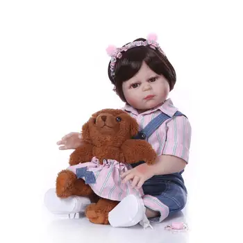 

Boneca reborn silicone completa menina 20"50cm Full vinyl silicone reborn baby girl dolls toys for children gift with bear