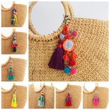 1 шт. Творческий нитки кисточкой мульти-Цветной брелок для ключей, самостоятельное творчество ремесло Сумки из натуральной кожи сумка Декор плюшевые брелоки SYT9424