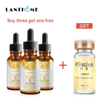 

Vitamin C Essence Skin Care Whitening Serum Hyaluronic Acid Serum Remove Freckle Spots Anti-aging Six Peptides Argireline Liquid