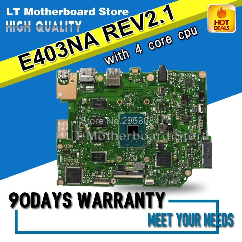 

For ASUS E403N E403NA motherboard E403NA REV2.1 Mainboard 4G Memory On Board with 4 core cpu 100% tested before shipping S-4