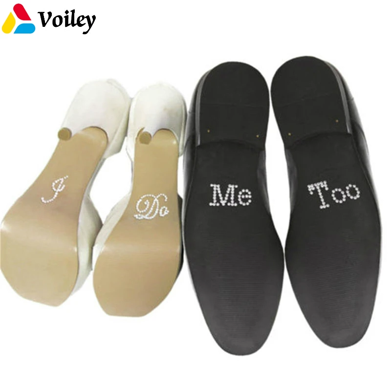 

Wedding Favors and Gifts 1 Set (I Do / Me Too) Bridal Groom Shoe Sticker White Clear Rhinestone Bride To Be Wedding Decoration,Q