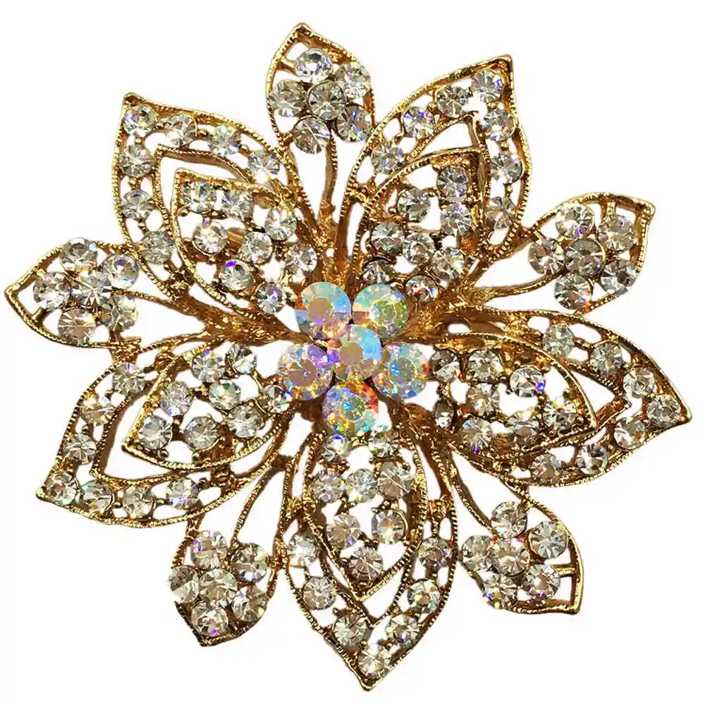 

Big Crystal Flower Large Brooch Pins and Brooches Wedding Jewelry Bijouterie Corsage Dress Coat Accessories BA059