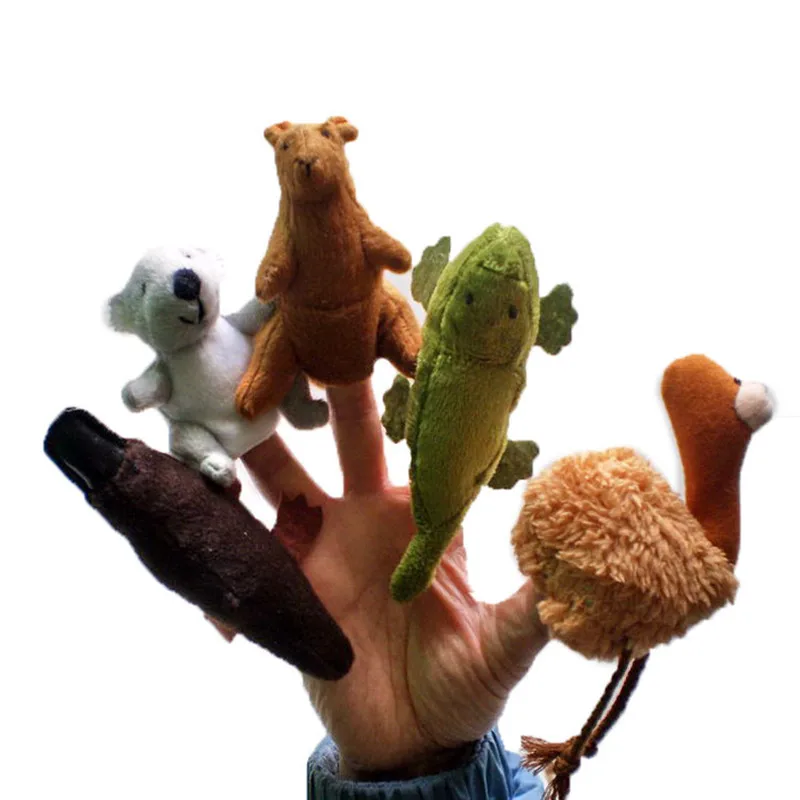 

Australia five animal finger puppet kangaroo koala finger puppet alligator finger puppets platypus finger puppet toy 5pcs/lot