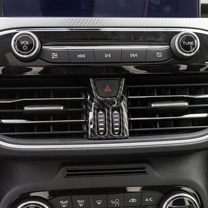 

For Ford Focus 2019 ABS Matte/Carbon fibre Interior Car warning lamp Button Switch Cover Trim Car Styling accessories 1pcs