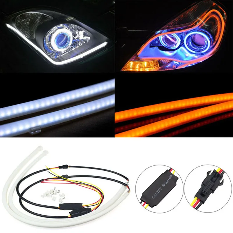 

Car Interior Accessories 2 x 30cm Car LED Running Soft Tears Strips Steering Lights Waterproof Car LED Signal Lamp 2019