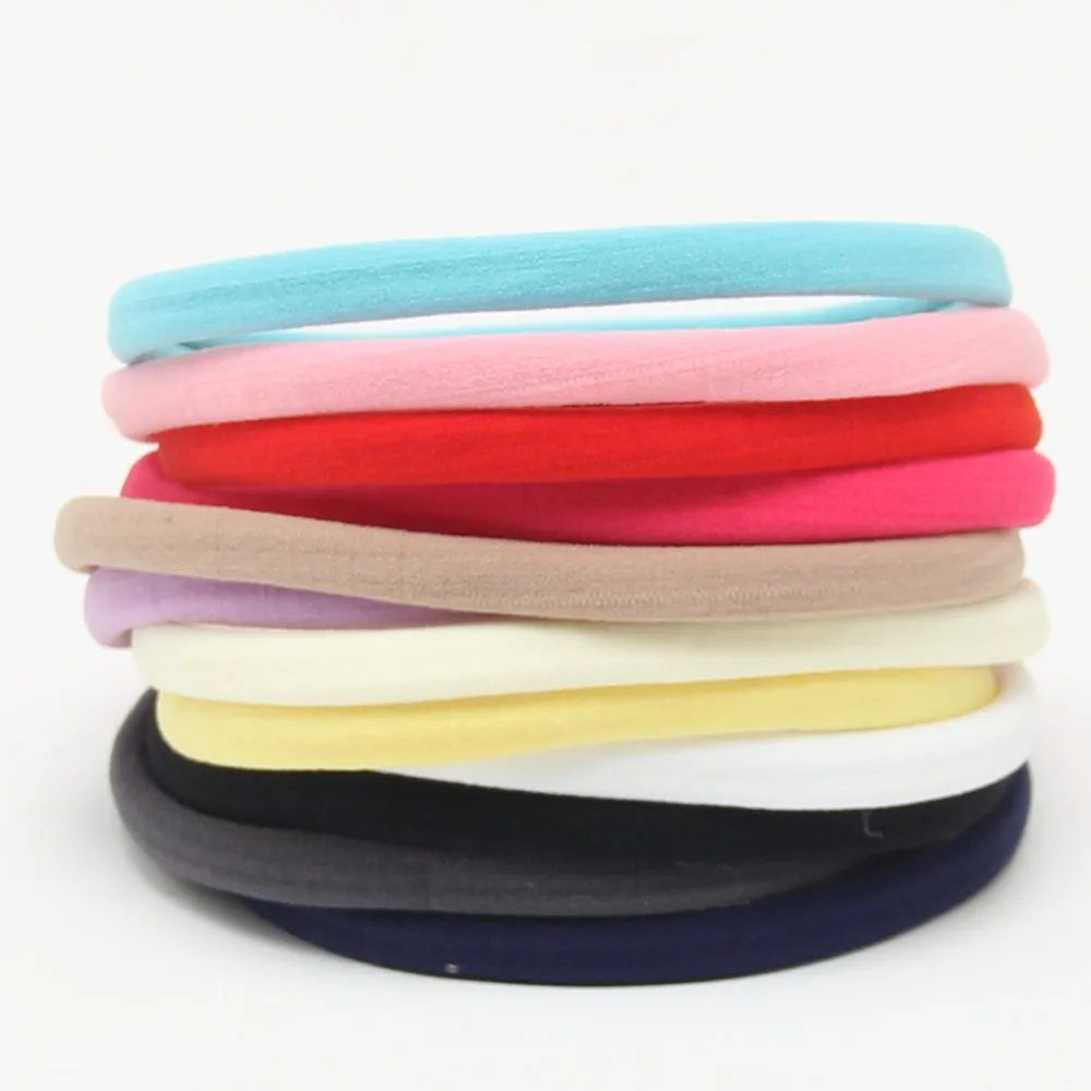 

100pcs baby girl boy spandex nylon headband for children skinny good stretchy Non-Marking headwear nylon elastic head band