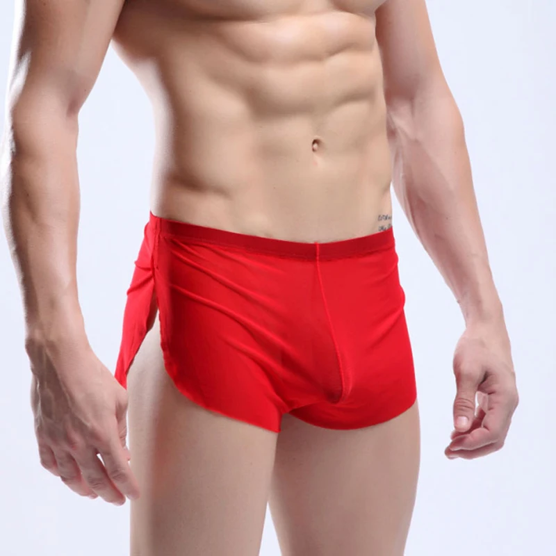 red Manview, сексуальное нейлоновое прозрачное Мужское нижнее белье, Прозрачные Боксеры, мужское дышащее нижнее белье для геев, мужские трусы, сексуальный костюм - Цвет: red