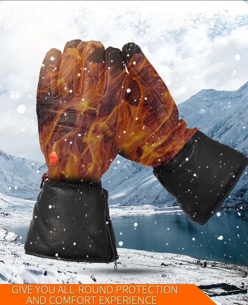 Спаситель электрический горячий кожаный перчатки водонепроницаемый Зимний теплый для катания на лыжах Отопление антифриз сенсорный экран Спорт на открытом воздухе кожаные перчатки