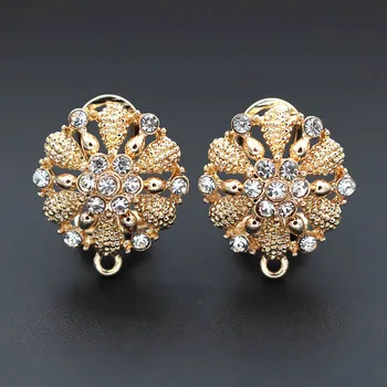 

Clip Back Earrings Connector Linkers Filigree Pave CZ Base Findings African Costume Bridal Women Earrings DIY Jewelry Making