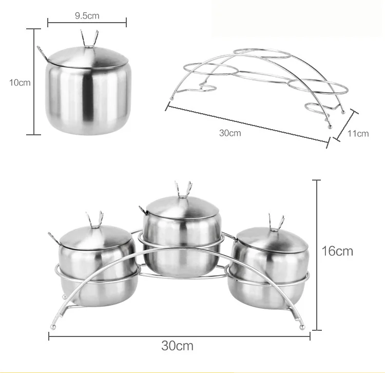 Y96 7 шт./компл. kitchensupplies appleshape Нержавеющая сталь приправа горшок Емкость для специй соль сахарница сервировочный jarspot ложки