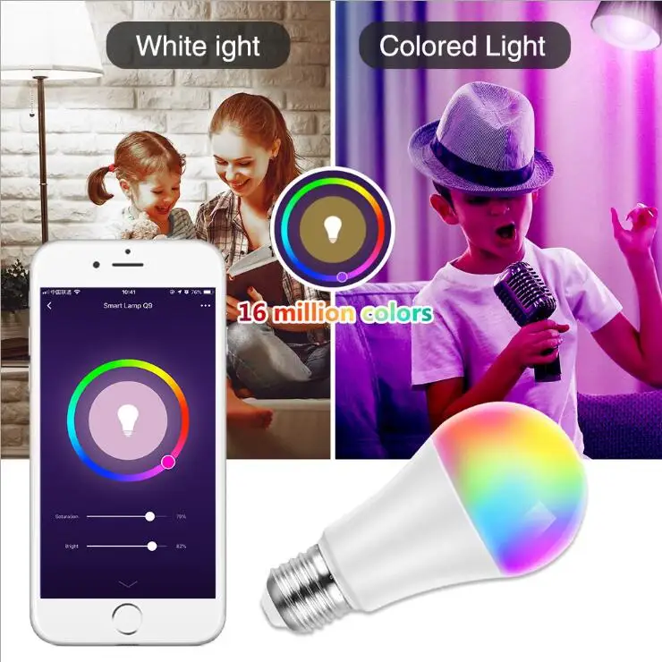 Волшебная светодиодсветильник лампа 10 Вт E27 RGB для умного дома с Bluetooth изменение