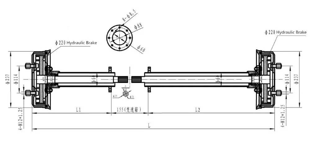 Transaxle для BM1424HQF, задняя ось с гидравлическим тормозом, Дифференциальная скорость бесщеточный двигатель используется вал водителя, ось преобразования