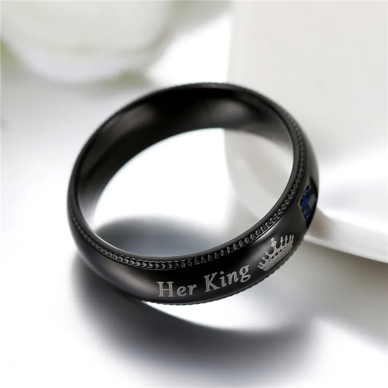 Мужское кольцо Boniskiss с надписью Her King и His Queen|engagement ring|rings for womenring |
