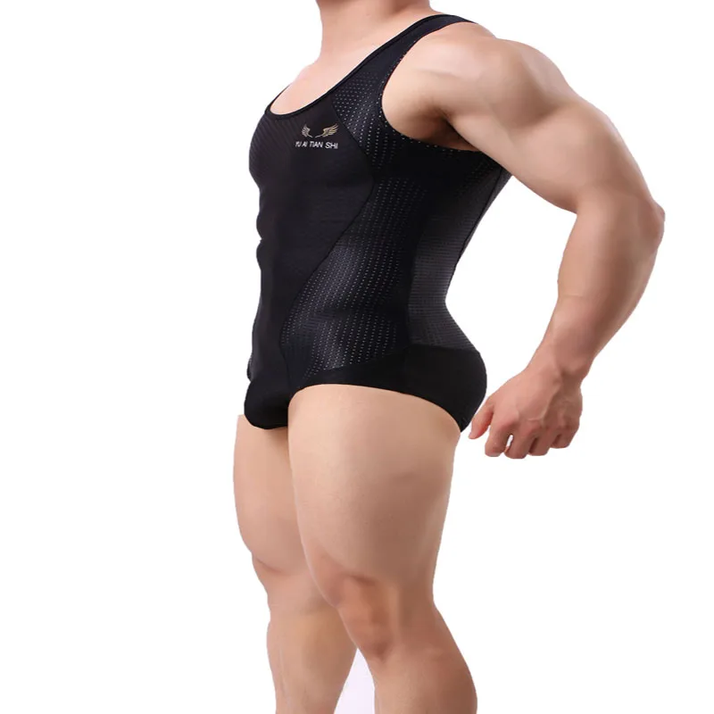 Men's Leotard Jumpsuit Bodysuits Body Building Shapers Tights Men Singlet Underwear Bikini One-piece Male Underwear Shapers