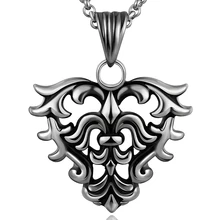 Gothic European Cross Heart Men Necklace Stainless Steel Silver Long Chain Pendant Bijoux Male Crucifix Charms Fine Jewelry Gift