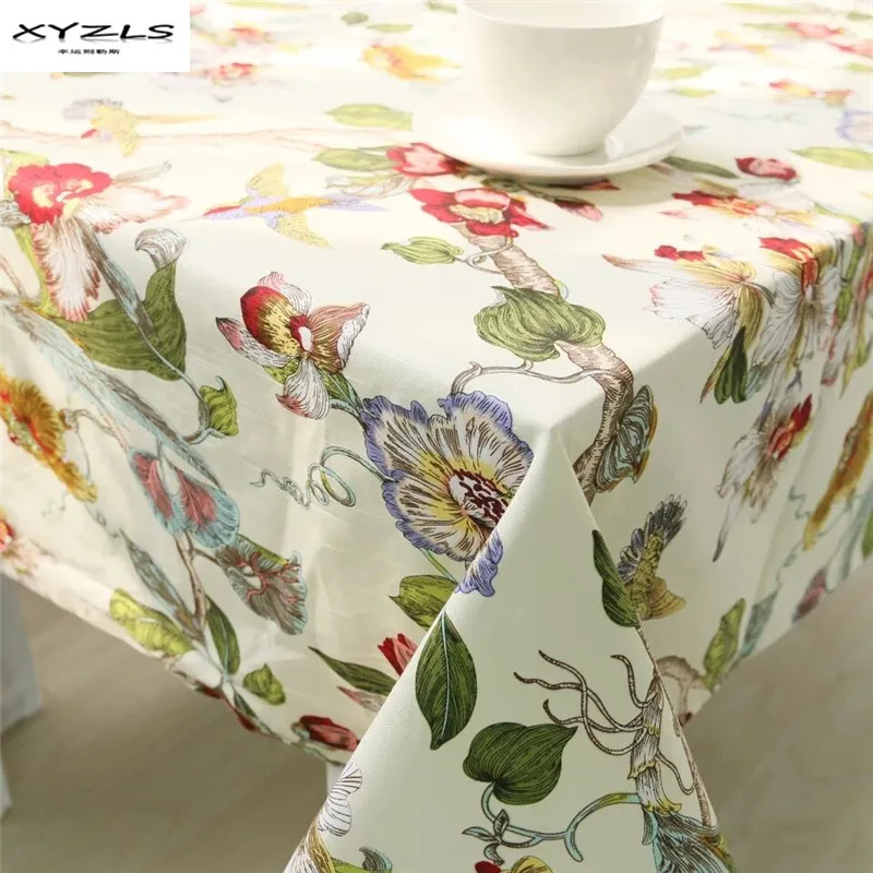 XYZLS Vintage Floral Birds Cotton Tablecloth Toalha De Mesa Table Covers Home Party Wedding Cloth Rectangle Tafelkleed 1PC | Дом и сад