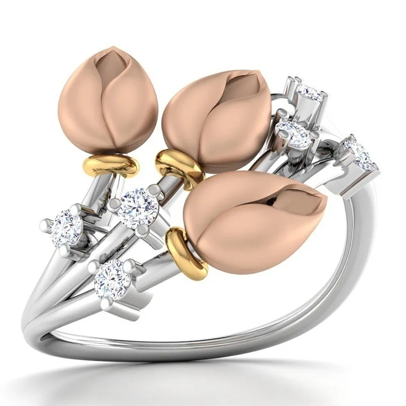 

Cute Female Rose Flower Ring 925 Silver Wedding Ring Promise Love Engagement Rings For Women 2019 New Mother's Day Gifts
