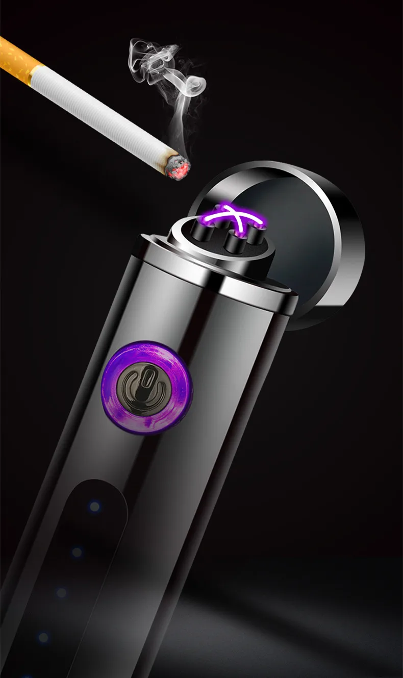 Новый двойной Plasma дуговая зажигалка, ветрозащищенная Электронный USB перезарядки сигареты курение электрическая зажигалка