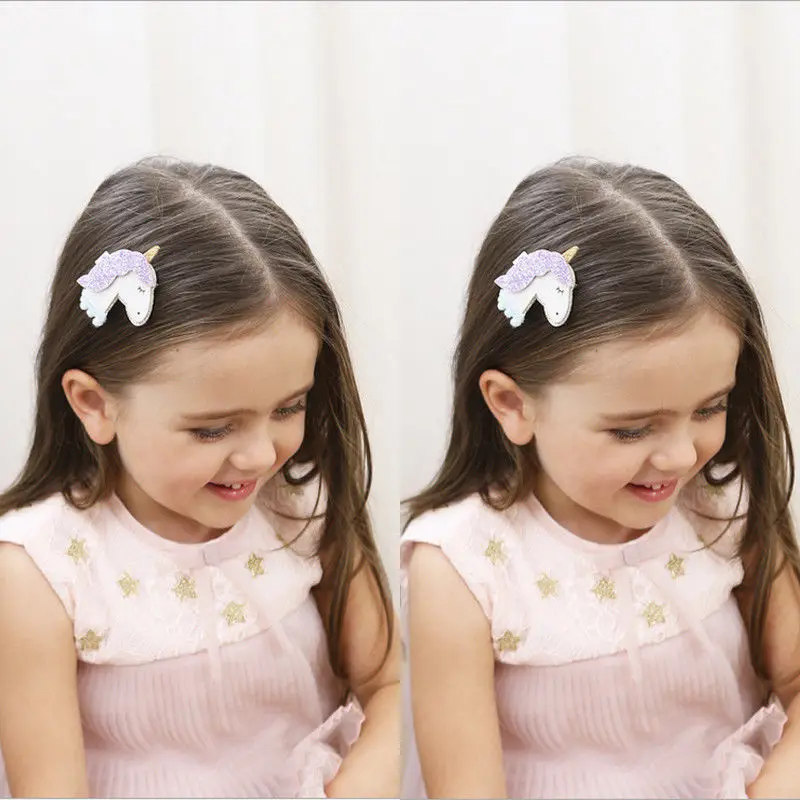2 Patterns Available Baby Headband Unicorn Party Cartoon Purple Hair Accessories Girls Pins Clips Kids Haarband | Детская одежда и