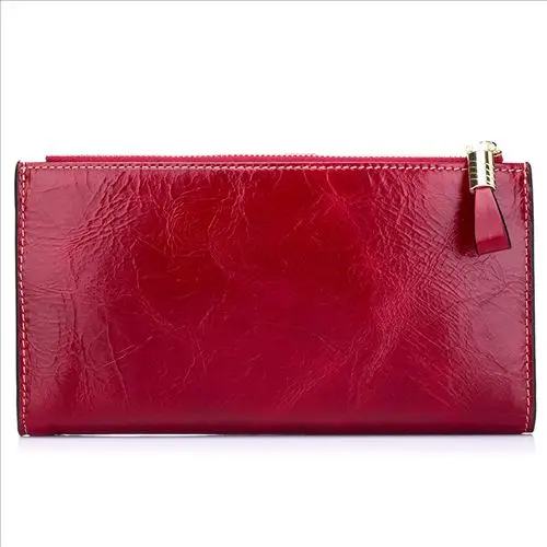 COMFROSKIN Billetera Mujer роскошный европейский и американский стиль натуральная кожа женский кошелек большой емкости кошелек для карт - Цвет: Wine Red