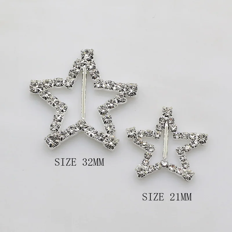 

ZMASEY New Metal Buckles 32mm or 21mm 5Pcs/lot Sewing Rhinestones Buckle DIY Ribbon Decoration Handwork Pentagram Accessories