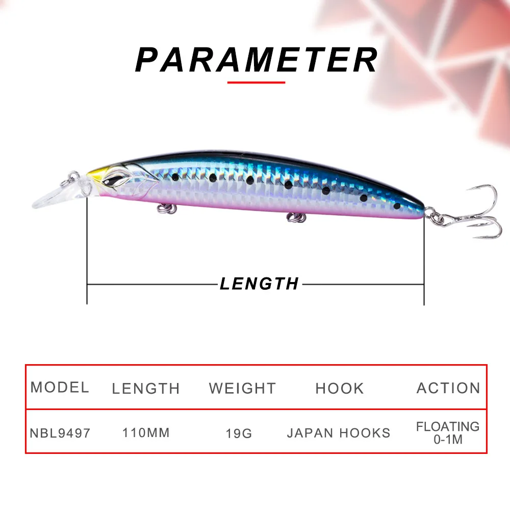 Noeby NBL9497 новая приманка для рыбной ловли гольян жесткая искусственная приманка для ловли морской рыбы 110 мм 19 г плавающая 0-1 м для морской щуки