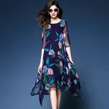 Новинка, шелковое платье, весна-лето, цветочный принт, женское шелковое платье, свободное, модное, высокое качество, повседневное, элегантное платье для женщин, vestido