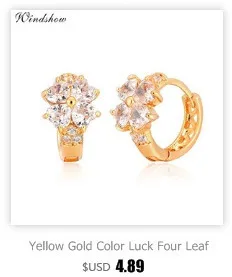 4Colors Five Petal Flower Paved Pear CZ Crystals Huggies Small Hoops Earrings for Women Yellow Gold Color Jewelry New