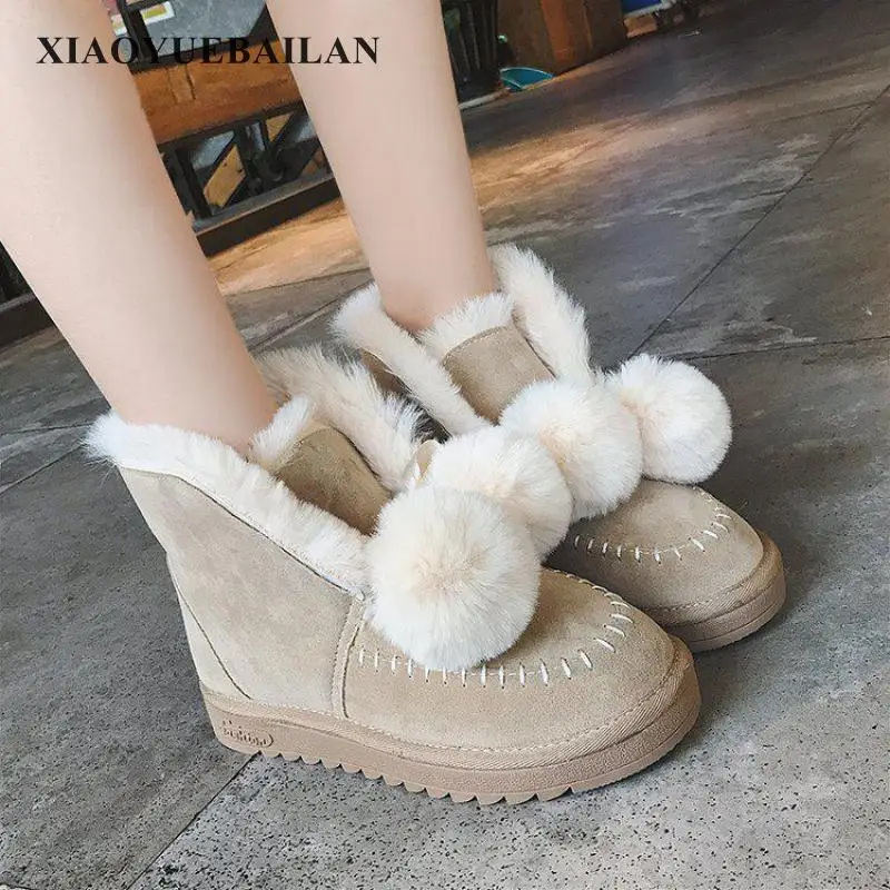 

2017 New Students In Autumn And Winter Thick Hair Ball All-match Thickened Martin Boots Warm Comfortable boots